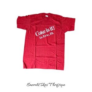Vtg Coca Cola Coke is it in Erie Pa Single Stitch Mens Sz XL tshirt free ship